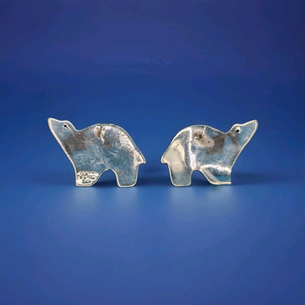 Sterling Silver 925 Taxco Mexico Howling Hopi Bear Post Earrings